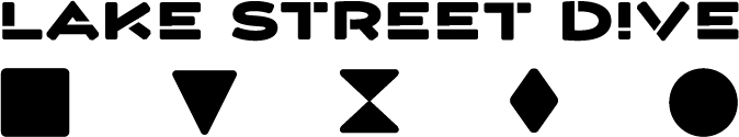 Lake Street Dive wordmark with 5 symbols in black and white