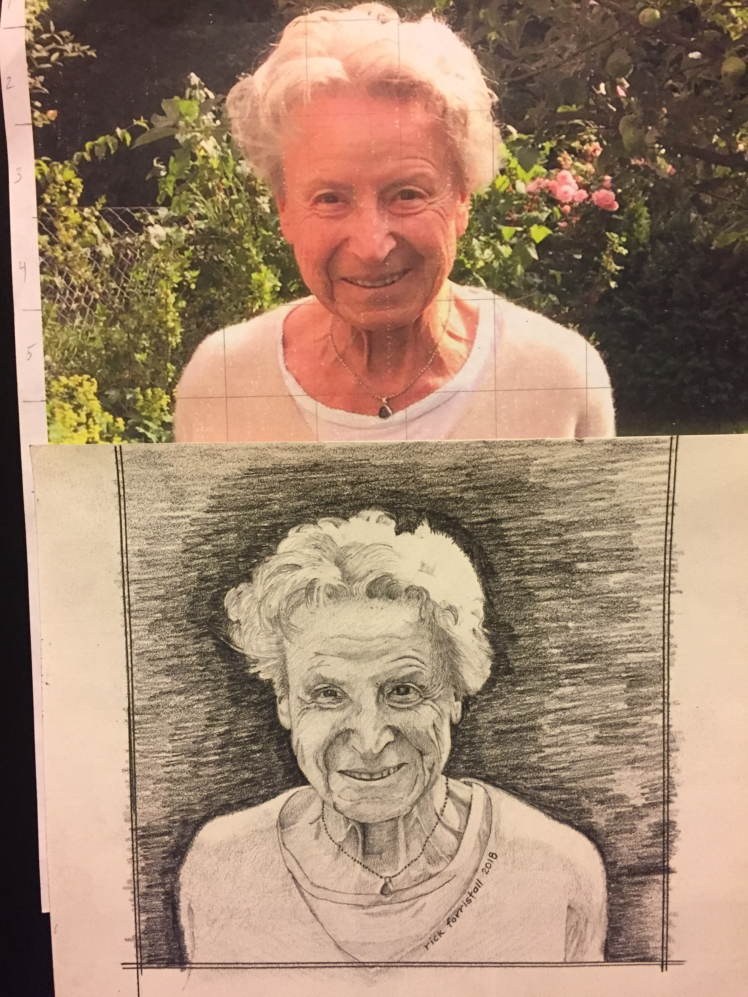 Pencil drawing of grandmother