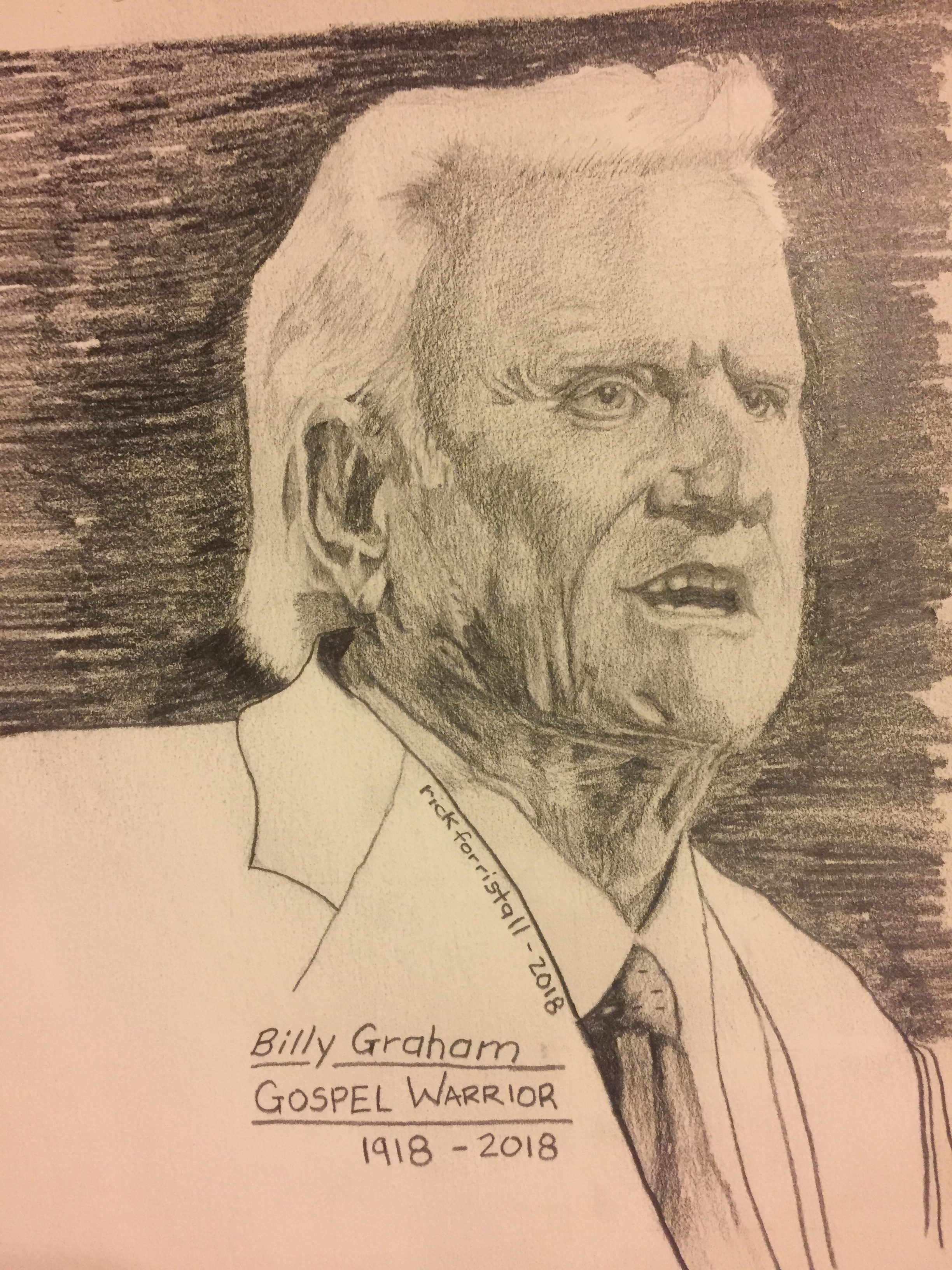 Pencil drawing of Billy Graham